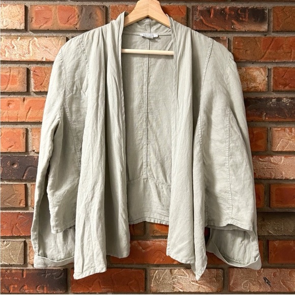 Dolcezza Linen Open Front Crop Cardigan Jacket - Picture 2 of 5
